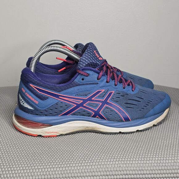 ASICS Womens Gel Cumulus 20 Running Shoes 1012A008 Blue-Pink-White Size US 7 - Picture 2 of 8
